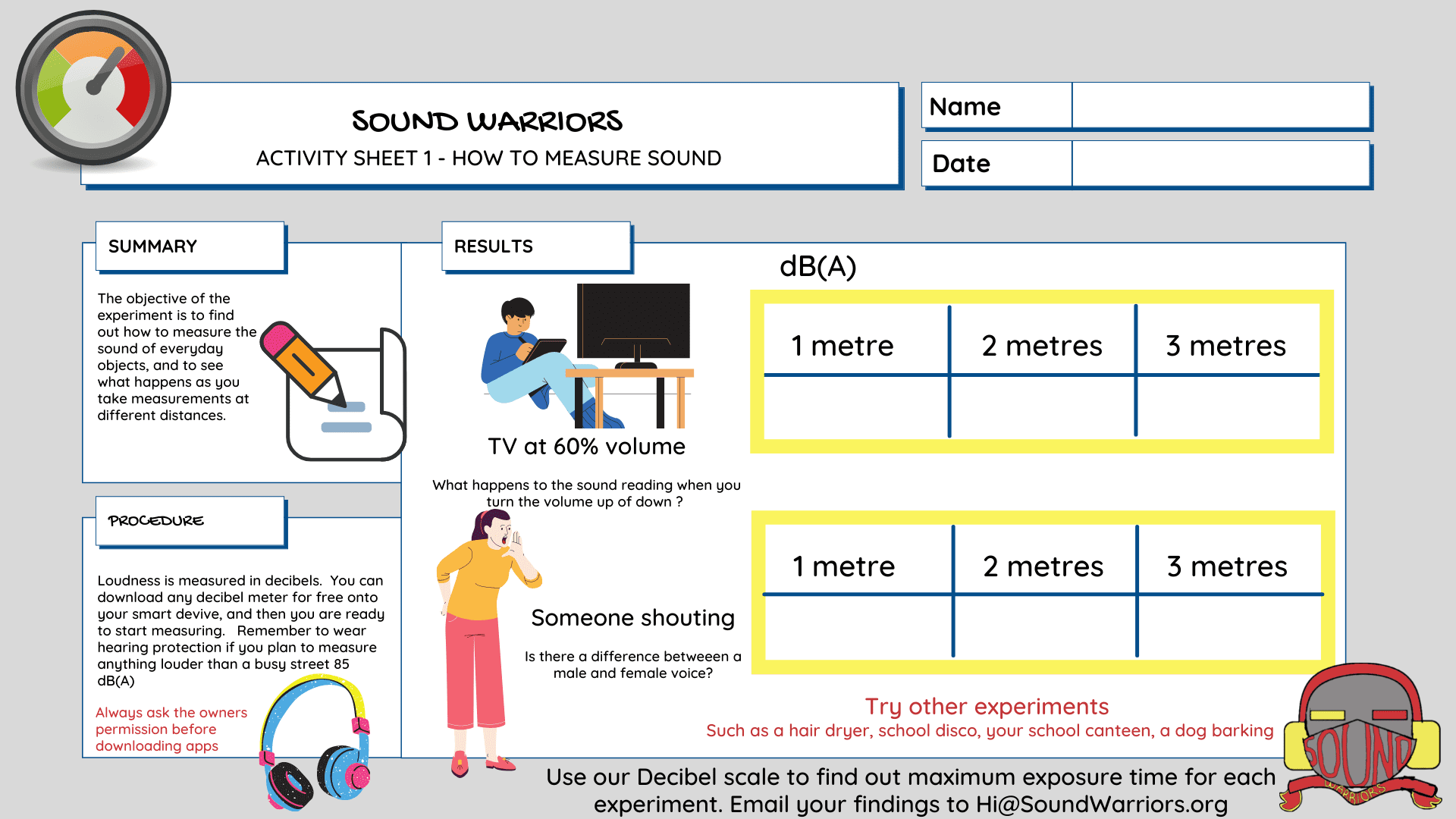 Kids Activity Sheet 1 How to Measure Sound